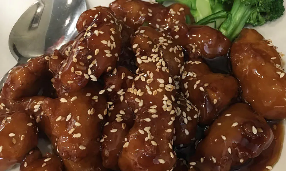 Sesame Chicken at J & J Chinese Restaurant，a Chinese Restaurant in Issaquah